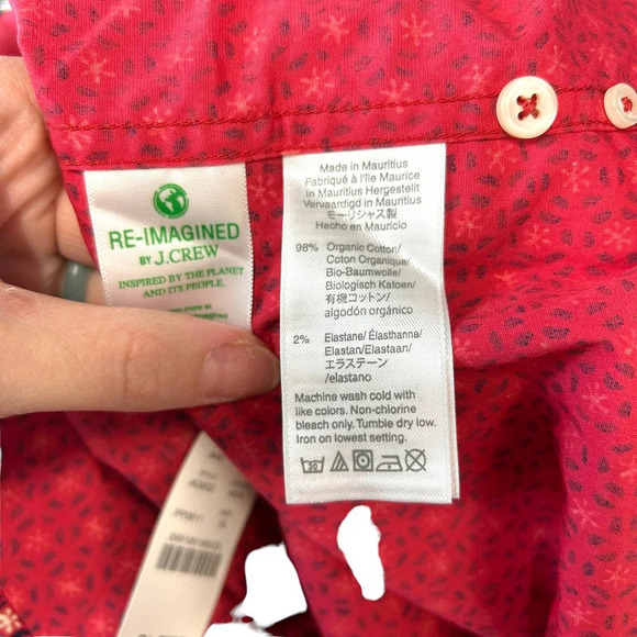 J. Crew‎ Shirt Slim Short Sleeve Stretch Secret Wash Cotton Poplin Top Size XL - Picture 9 of 10